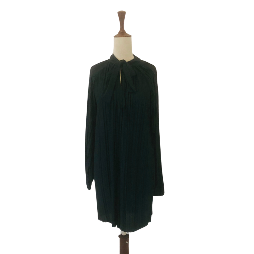 ZARA Bottle Green Pleated Tie-Knot Long Tunic | Brand New |