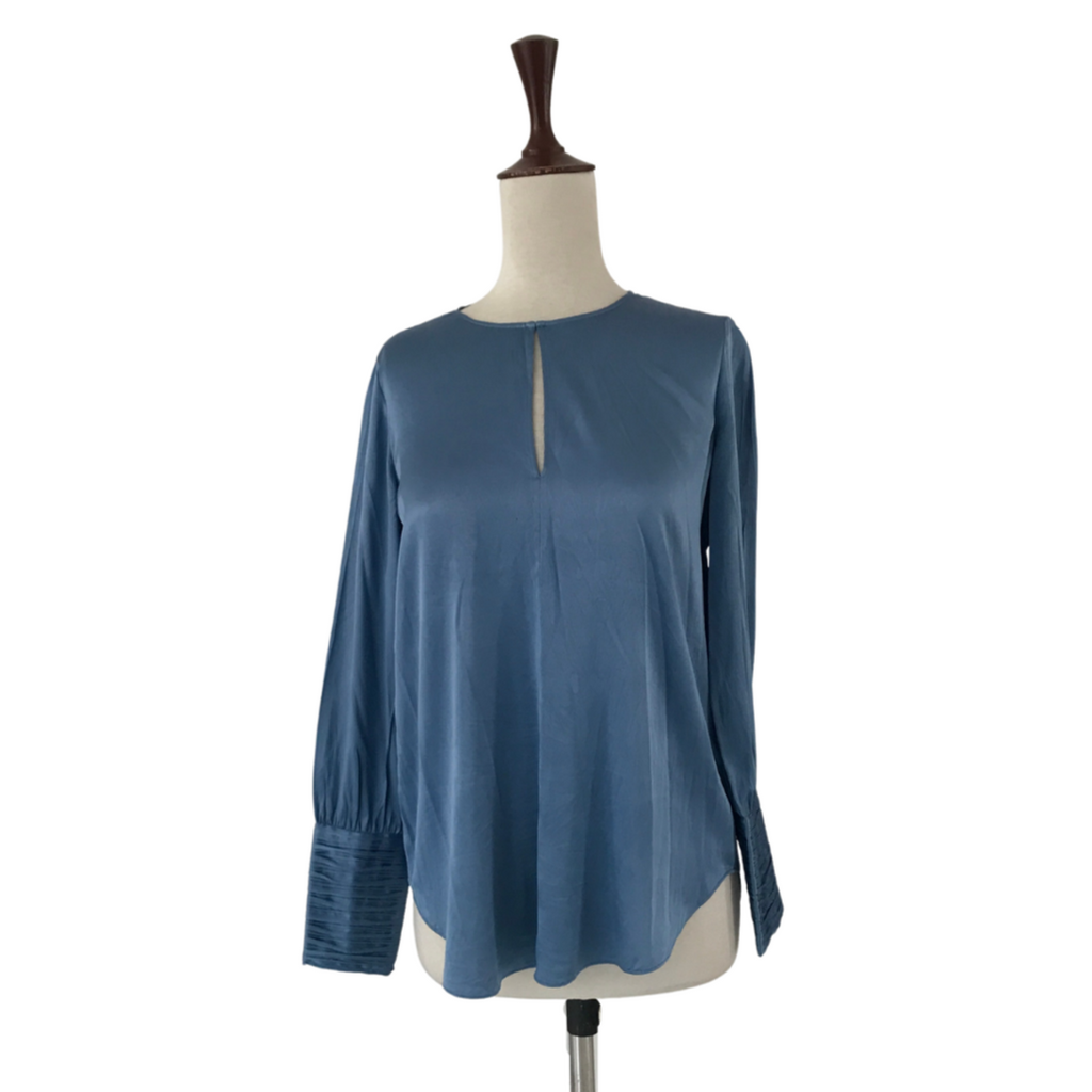 Massimo Dutti Blue Satin Blouse | Pre Loved |