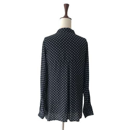 ZARA Navy & White Polka Dot Collared Shirt | Gently Used |