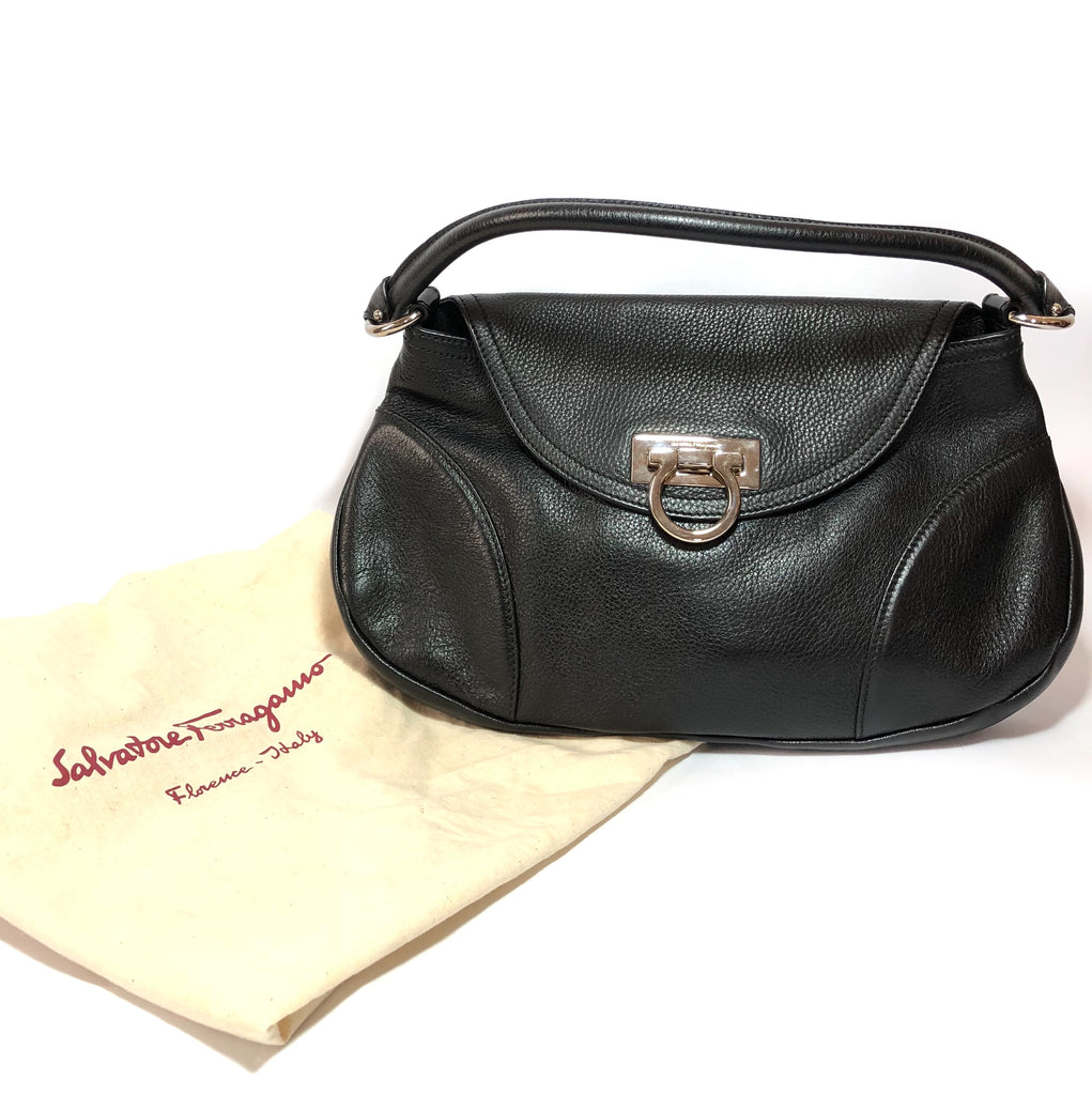 Salvatore Ferragamo Black Leather Shoulder Bag | Gently Used |
