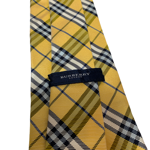 Burberry Yellow Checked Silk Tie | Like New |