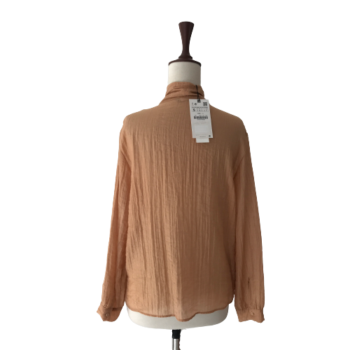 ZARA Light Brown Knot Collared Shirt | Brand New |