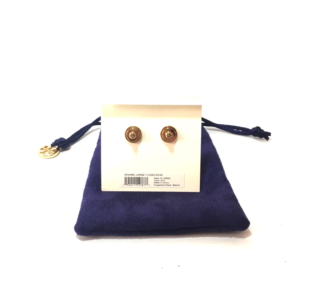Tory Burch Enamel Large T Logo Studs | Brand New |