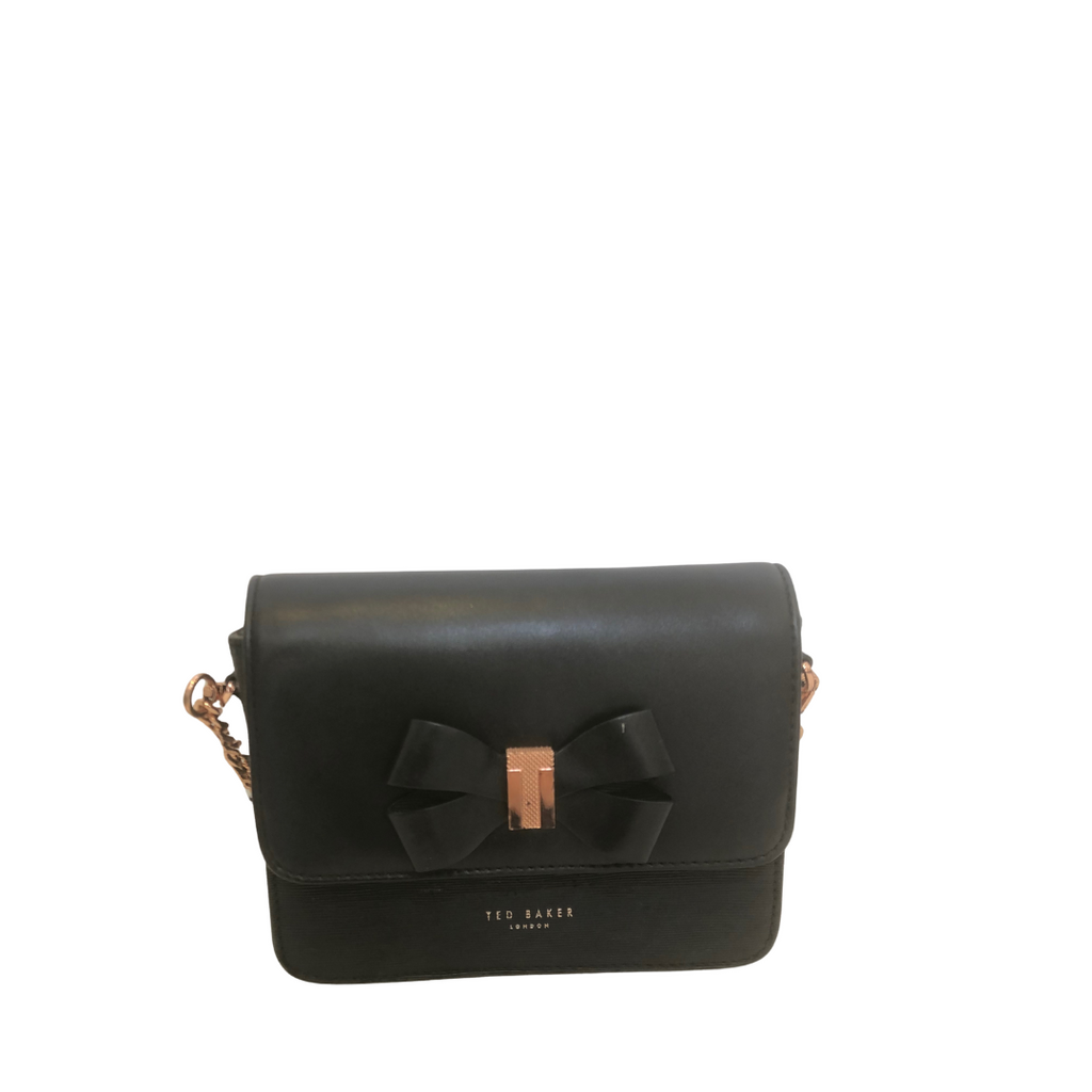 Ted Baker Black Leather Bow Detail Crossbody Bag | Pre Loved |