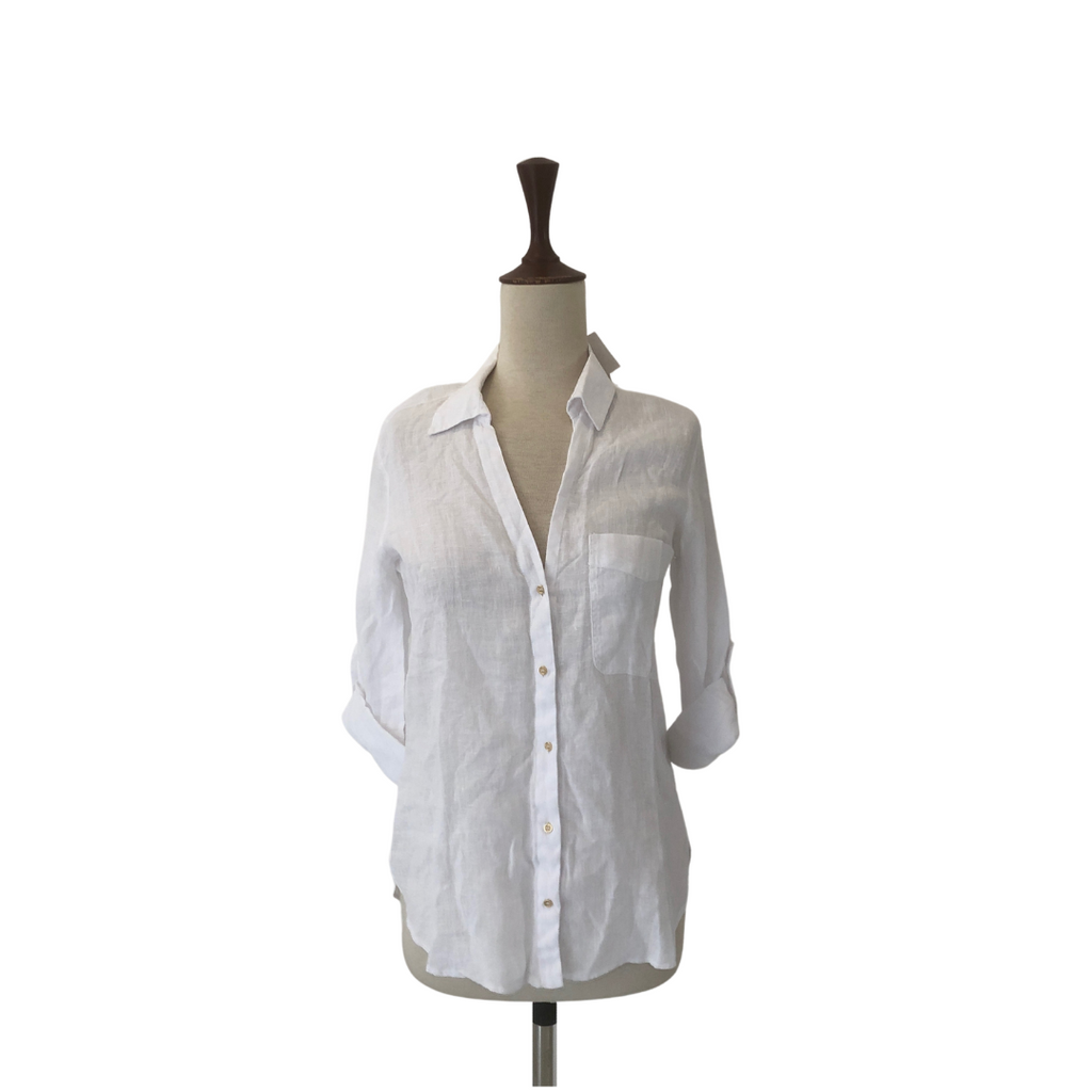 ZARA White Linen Collared Shirt | Brand New |
