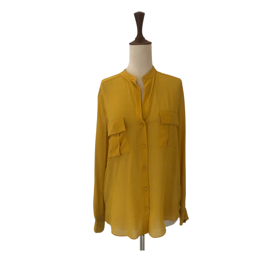 BCBGMAXAZRIA Yellow Sheer Shirt | Pre Loved |