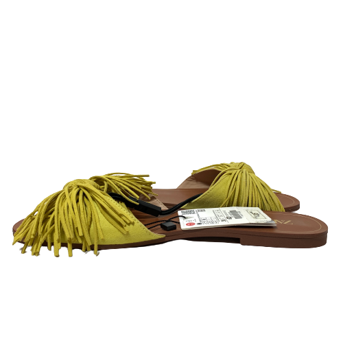 ZARA Yellow Knot Fringe Slides | Brand New |